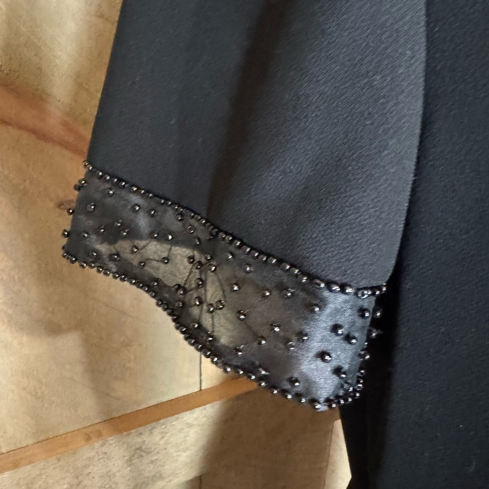 Talbots black sheath dress with mesh and bead detail at the neck and cuffs Sz 8 - Picture 10 of 13
